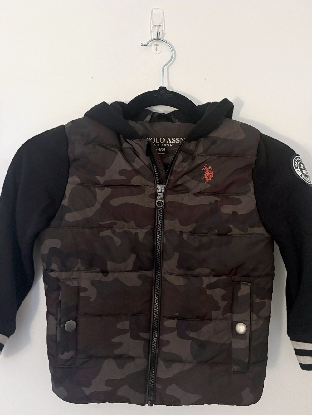 Boys' US Polo Camo Black Hoodie Jacket